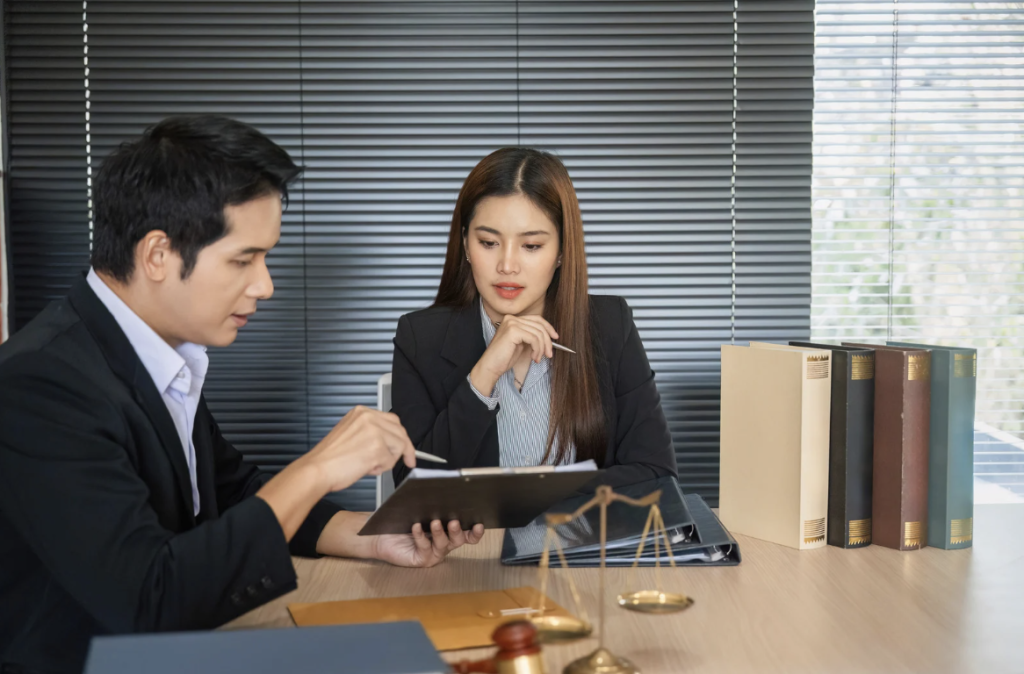 legal assistants discussing